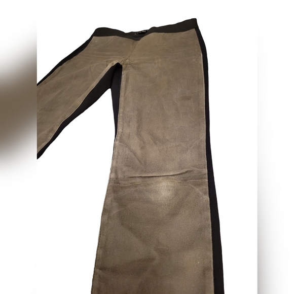 Theory 'Cullen' Lamb Leather and Twill Knit Pants Women's Size 10 Suede Leggings - Picture 10 of 12